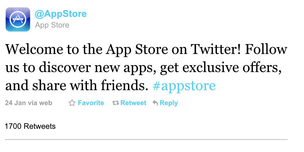 App Store erster Tweet