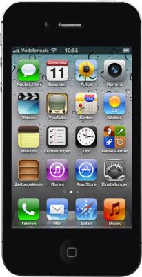 iPhone 4S Front: Vorderseite des Apple iPhone 4S von 2011 in Schwarz